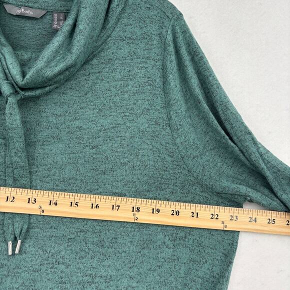 AnyBody Peplum Tunic Top Womens Size L Pine Green Brushed Hacci Cowl Neck - Picture 7 of 10